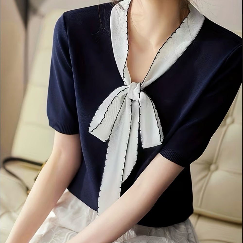Elegant Bkack and White Women's Top